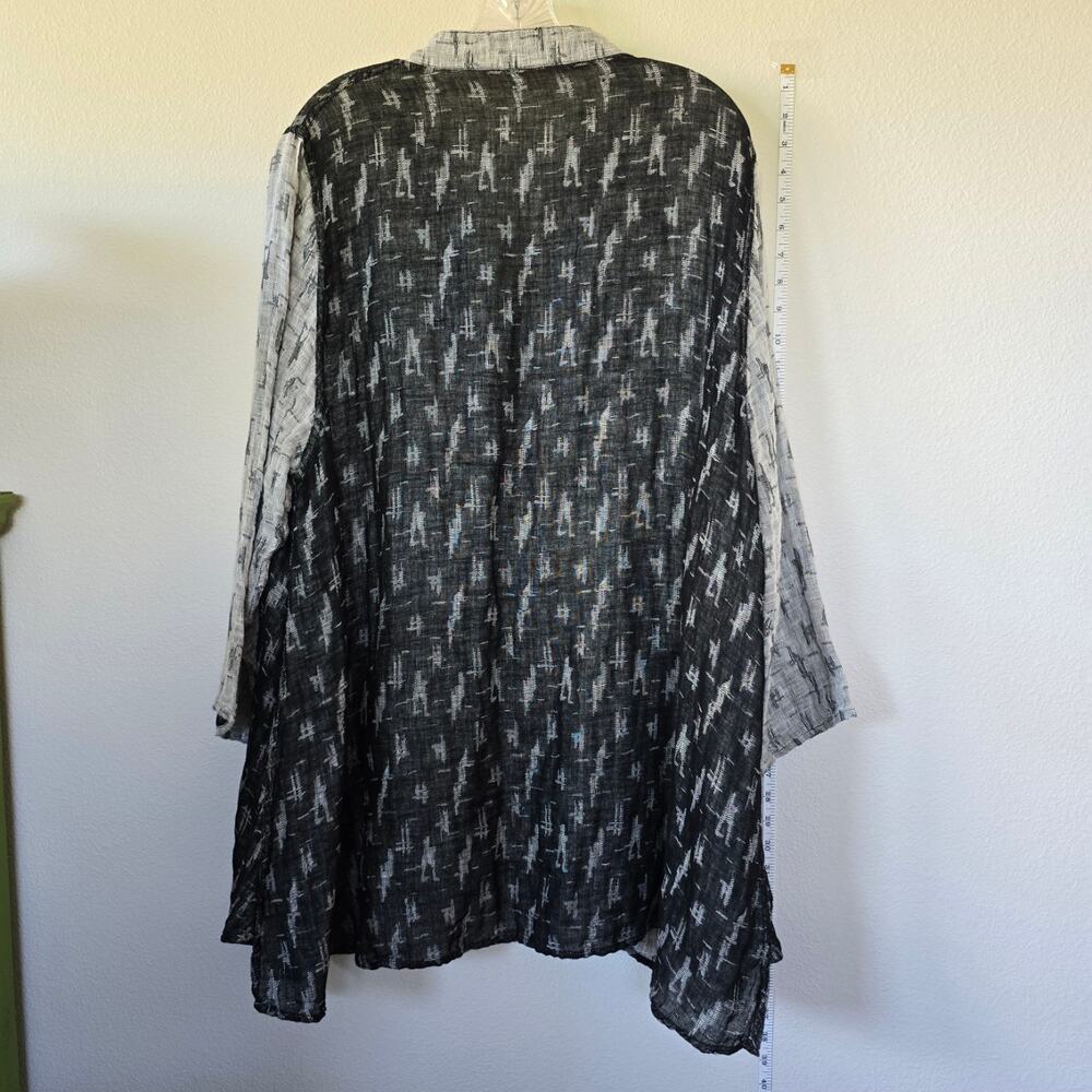 Cheyenne 100% Linen Women's Top XL Black and White Sachiko - Picture 5 of 6